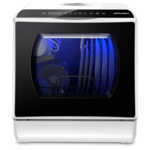 AIRMSEN 50 Decibel dBA White Portable Countertop Dishwasher