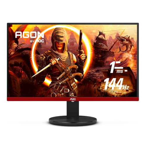 AOC G2490VX 24" Class Frameless Gaming Monitor, FHD 1920x1080, 1ms 144Hz, FreeSync Premium, 126% sRGB / 93% DCI-P3, 3Yr Re-Spawned Zero Dead Pixels, Black