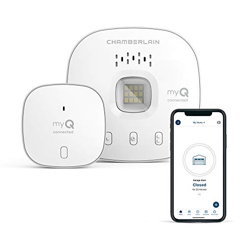 myQ Chamberlain Smart Garage Control - Wireless Garage Hub and Sensor with Wifi & Bluetooth - Smartphone Controlled, myQ-G0401-ES, White