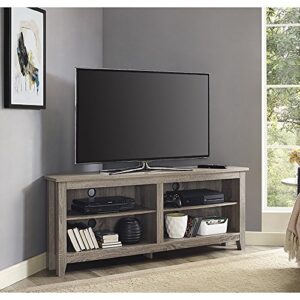 Walker Edison Maxwell Classic 2 Shelf Corner TV Stand for TVs up to 65 Inches, 58 Inch, Driftwood