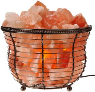 WBM Natural Salt Lamp 8 Tall Round Basket 10 lbs with Dimmer Switch
